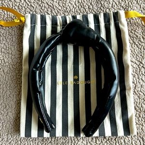 LELE SADOUGHI BLACK FAUX LEATHER HEADBAND